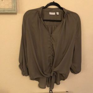 Olive Green flowy tie top from NY&Co